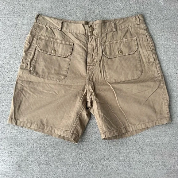 YMC Mens Khaki Utility Shorts Size 34 Cotton Casual Military Style - Picture 1 of 4